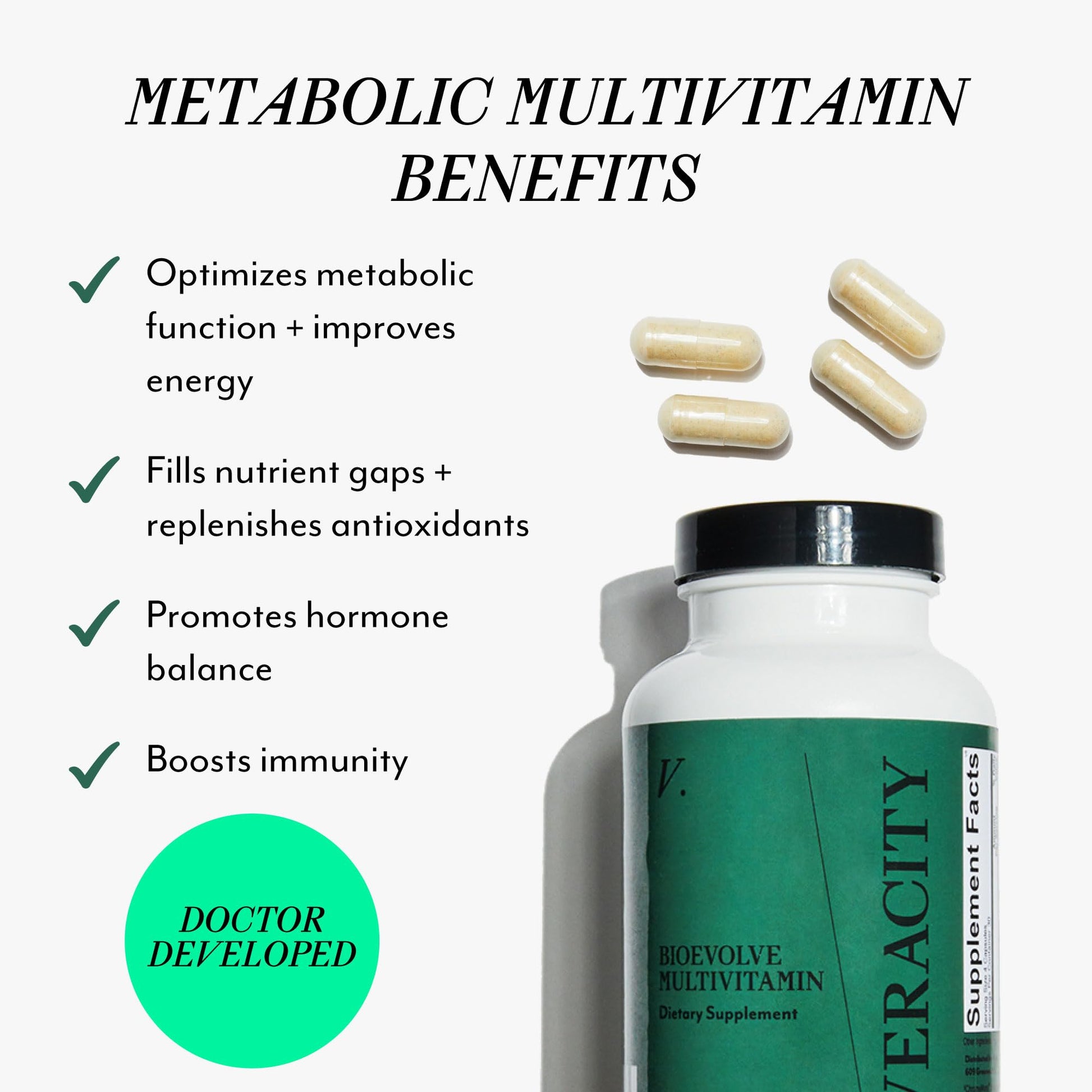 Veracity Multivitamin for Women - Vitamin B Complex, Magnesium, Calcium, Essential Vitamins Supplement, Trace Minerals for Metabolism, Energy, Immune Support & Cellular Detox - dailyvitalstore