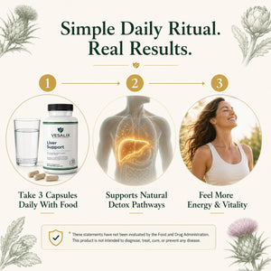 VESALIX Liver Support | 6-in-1 Liver & Digestive Support Formula | Solarplast®, Milk Thistle, Artichoke & Dandelion | Third-Party Tested - dailyvitalstore