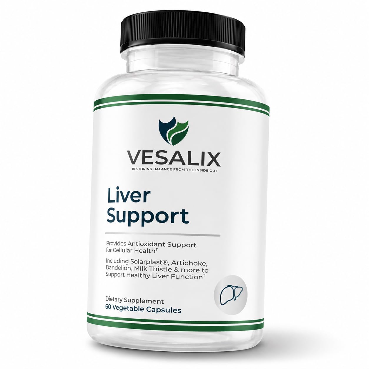 VESALIX Liver Support | 6-in-1 Liver & Digestive Support Formula | Solarplast®, Milk Thistle, Artichoke & Dandelion | Third-Party Tested - dailyvitalstore