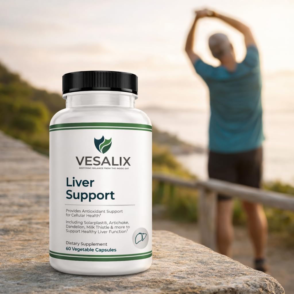 VESALIX Liver Support Supplement for Adults 40+ – Milk Thistle, Artichoke & Dandelion with Digestive Enzymes – Supports Digestion & Cellular Health – 60 Vegetarian Capsules - dailyvitalstore