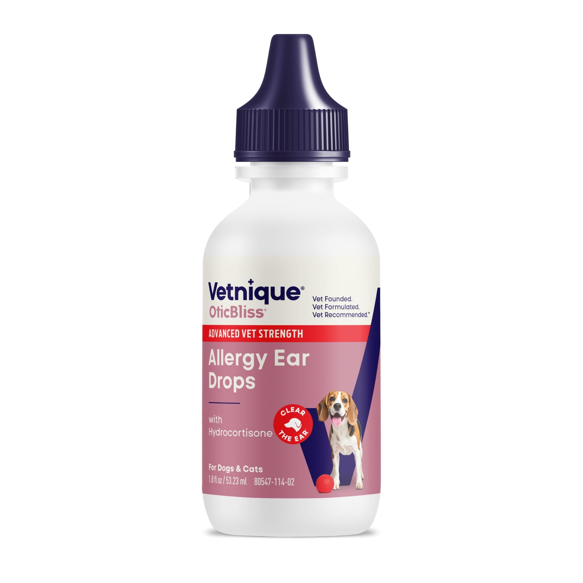 Vetnique Oticbliss Cat & Dog Ear Infection Treatment | Dog Ear Allergy Relief Drops, MicroSilver Yeast Infection Treatment for Dogs, Hydrocortisone for Itching, Redness Swelling (Ear Allergy Drops) - dailyvitalstore