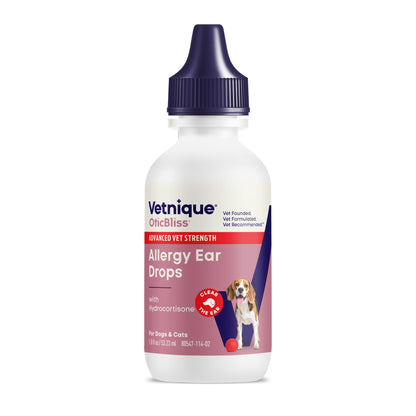 Vetnique Oticbliss Cat & Dog Ear Infection Treatment | Dog Ear Allergy Relief Drops, MicroSilver Yeast Infection Treatment for Dogs, Hydrocortisone for Itching, Redness Swelling (Ear Allergy Drops) - dailyvitalstore