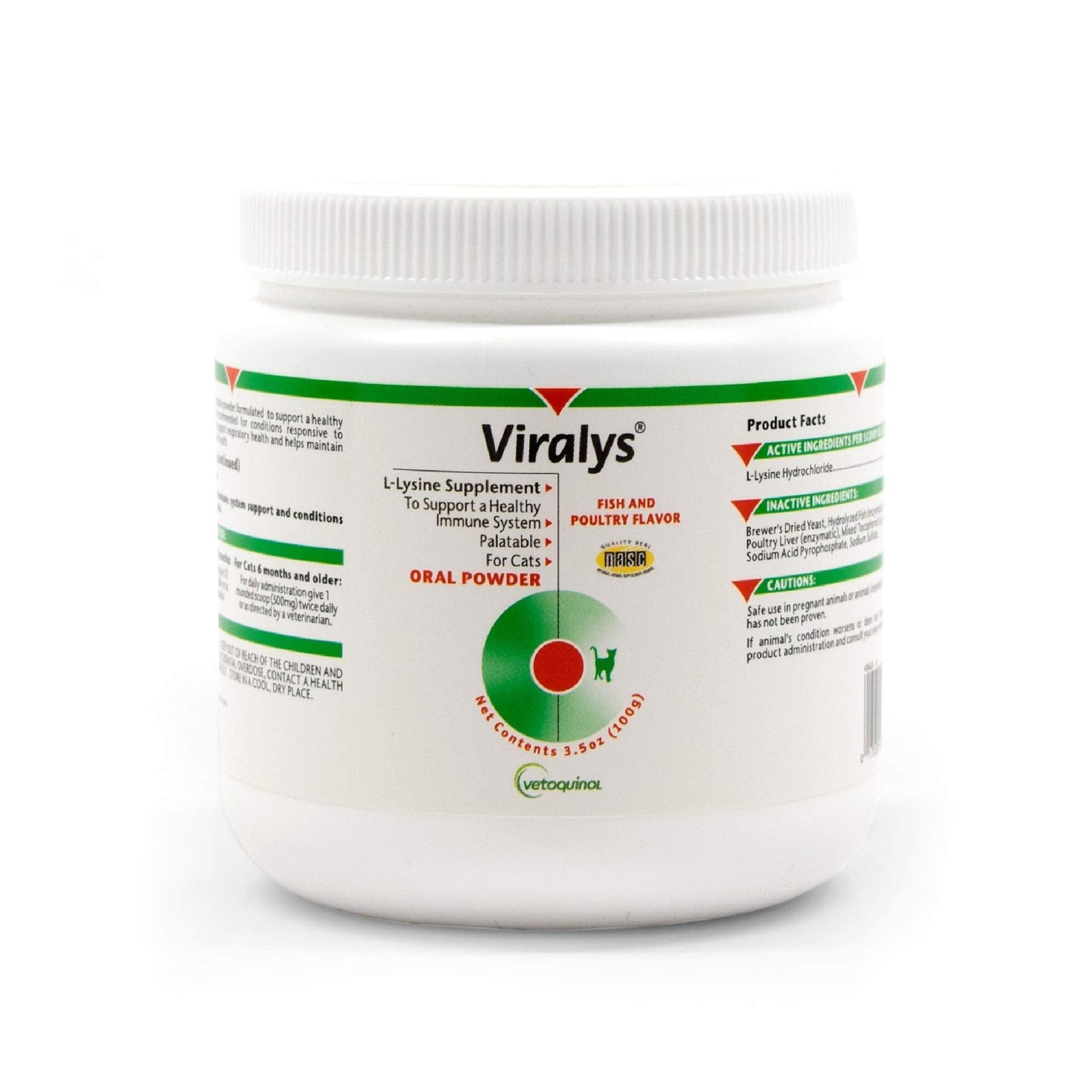 Vetoquinol Viralys Daily L-Lysine Powder for Cats and Kittens, Fish Flavored Lysine Supplement for Cats and Kittens to Support Immune Health - dailyvitalstore
