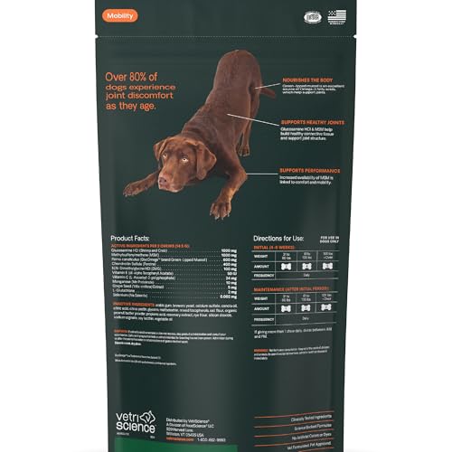 VetriScience Ultimate Strength Hip & Joint Supplement for Dogs, GlycoFlex Plus – MSM, Chondroitin & Green-Lipped Mussel Chews for Mobility, Flexibility, Comfort & Support, Peanut Butter Flavor 120 Cnt - dailyvitalstore