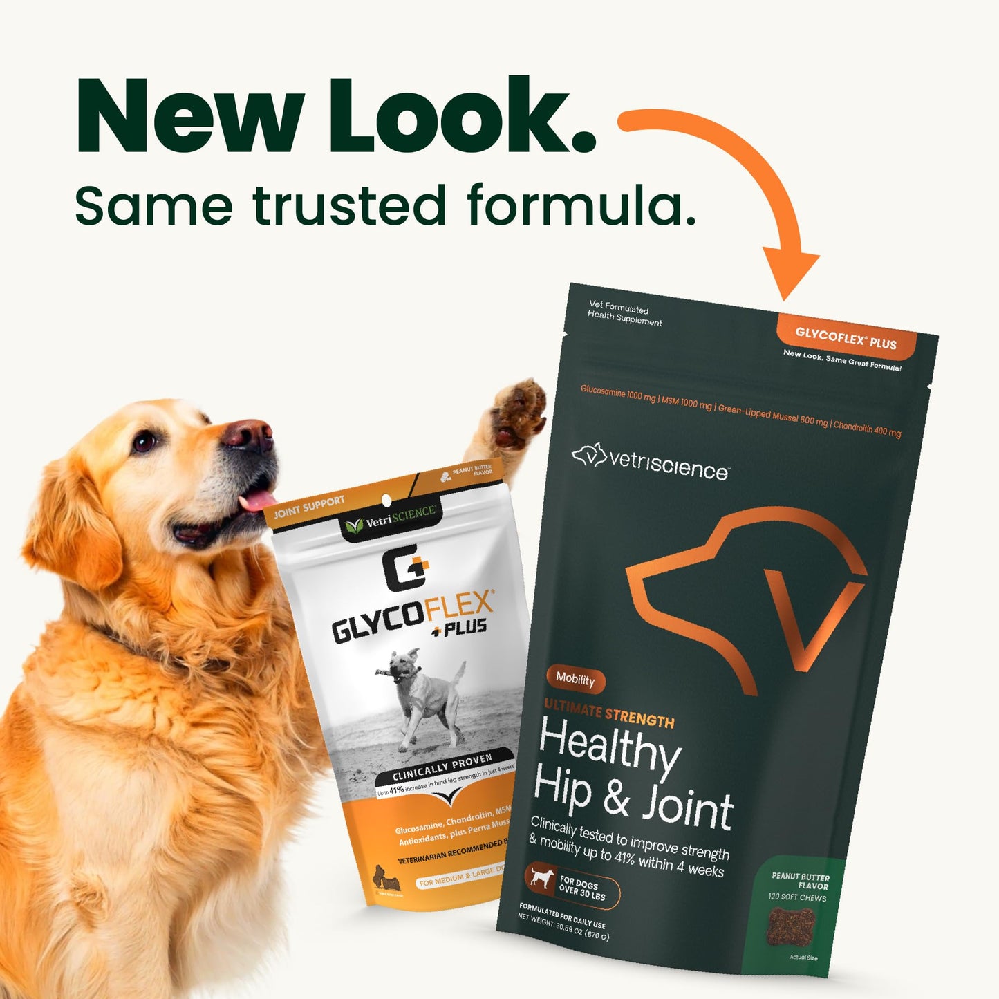 VetriScience Ultimate Strength Hip & Joint Supplement for Dogs, GlycoFlex Plus – MSM, Chondroitin & Green-Lipped Mussel Chews for Mobility, Flexibility, Comfort & Support, Peanut Butter Flavor 120 Cnt - dailyvitalstore