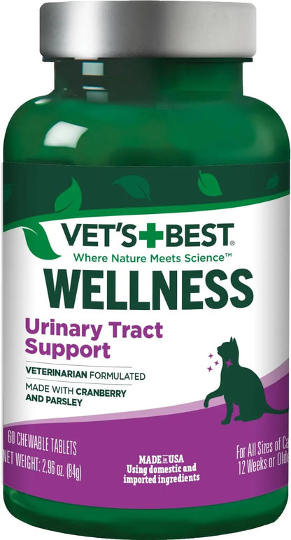 Vet's Best Cat Urinary Supplement, Urinary Tract Support Chewable for Cats, Supports A Healthy Urinary Tract in Cats, 60 Chewable Tablets - dailyvitalstore