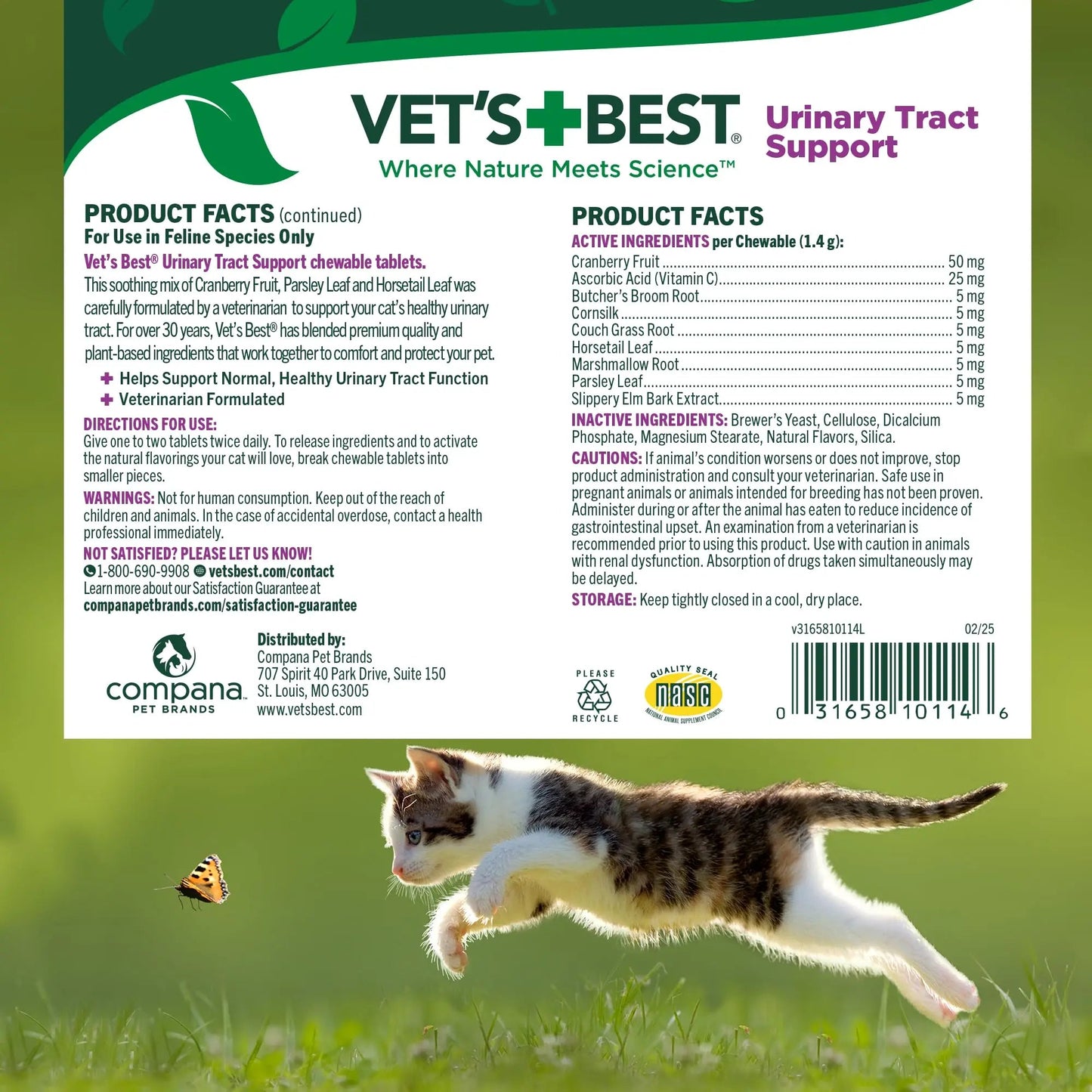 Vet's Best Cat Urinary Supplement, Urinary Tract Support Chewable for Cats, Supports A Healthy Urinary Tract in Cats, 60 Chewable Tablets - dailyvitalstore