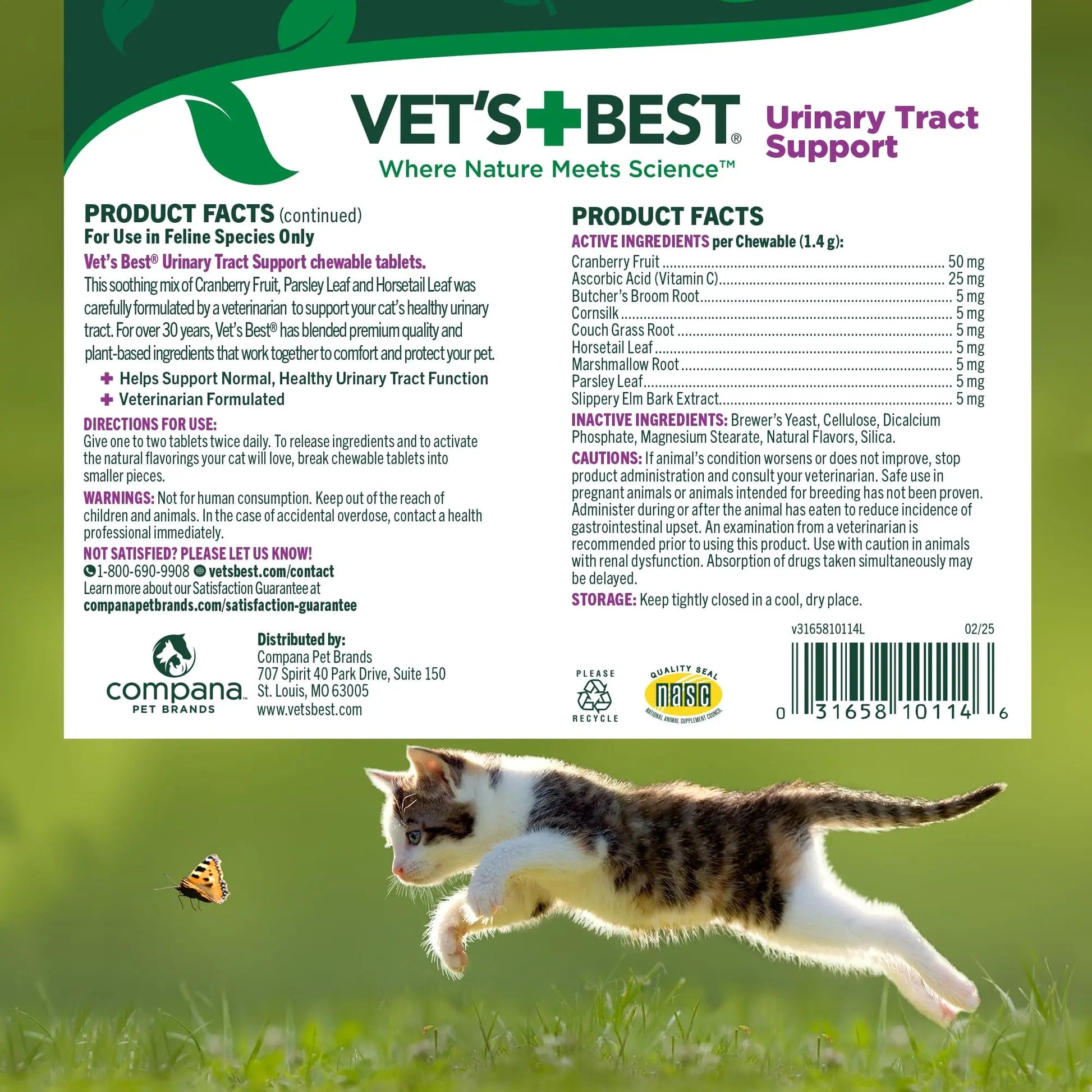 Vet's Best Cat Urinary Supplement, Urinary Tract Support Chewable for Cats, Supports A Healthy Urinary Tract in Cats, 60 Chewable Tablets - dailyvitalstore