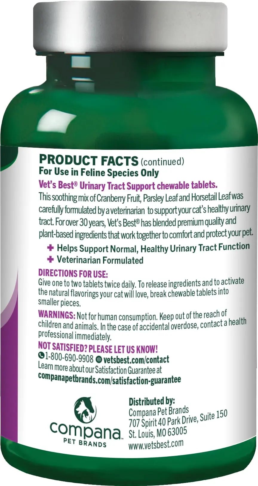 Vet's Best Cat Urinary Supplement, Urinary Tract Support Chewable for Cats, Supports A Healthy Urinary Tract in Cats, 60 Chewable Tablets - dailyvitalstore
