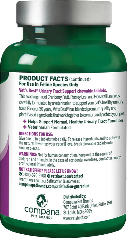Vet's Best Cat Urinary Supplement, Urinary Tract Support Chewable for Cats, Supports A Healthy Urinary Tract in Cats, 60 Chewable Tablets - dailyvitalstore