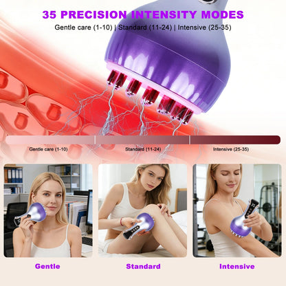 VEZURZO 4-in-1 Lymphatic Drainage Massager & Cellulite Massage Tool, 35-Speed Fascia Blaster for Body Sculpting Pain Relief Face Legs Arms Belly Neck, 90Min Battery Wireless Portable - dailyvitalstore