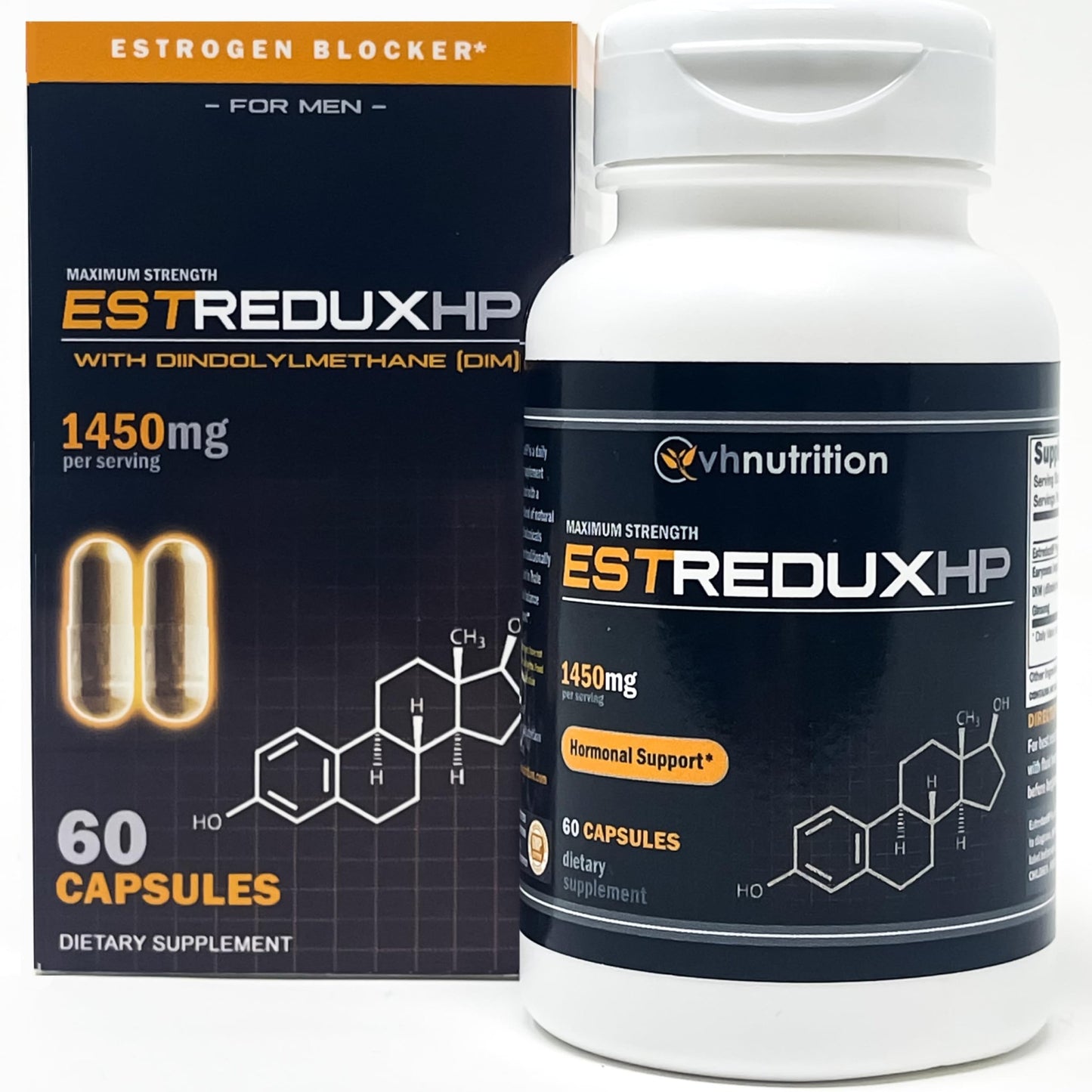 VH Nutrition ESTREDUX HP - with DIM | Estrogen Blocker for Men* | 1450mg of Maximum Strength Hormone Support, Tongkat Ali, Ashwagandha | 60 Capsules - dailyvitalstore