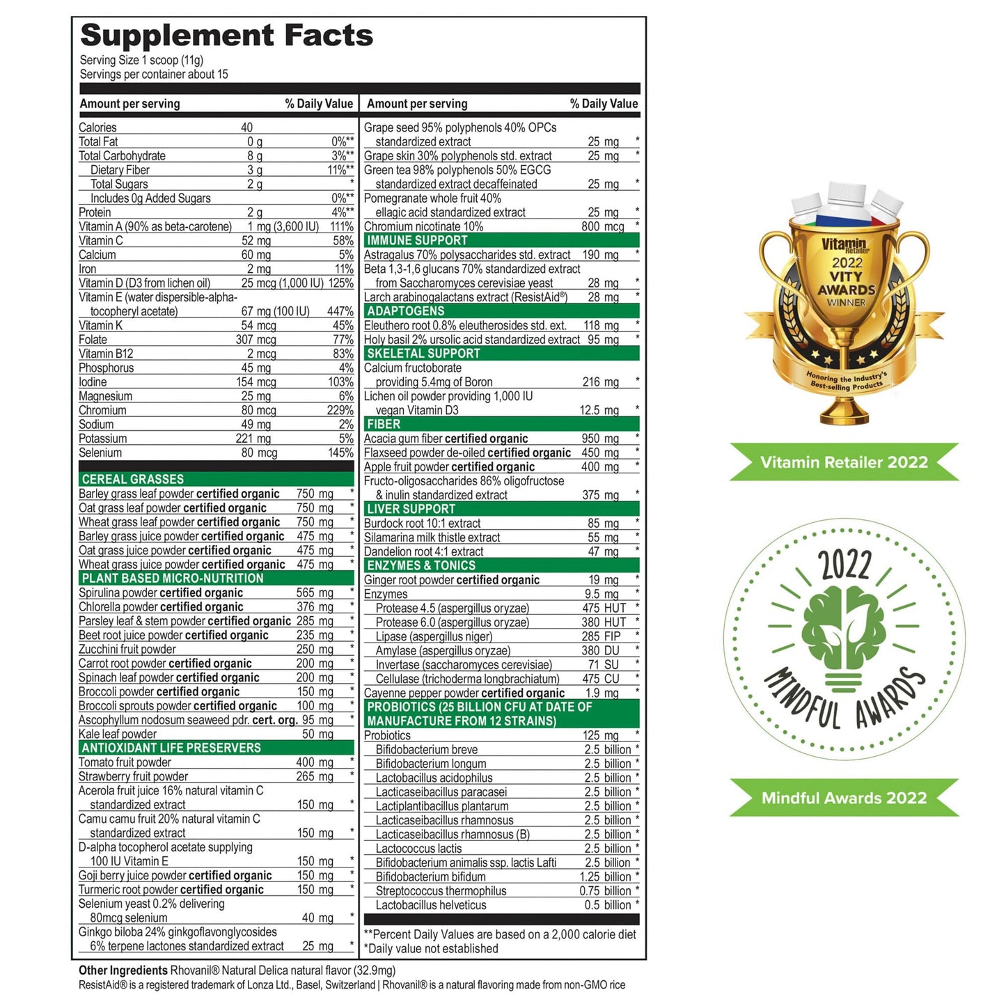 Vibrant Health, Green Vibrance, Vegan Superfood Powder, 15 Servings - dailyvitalstore