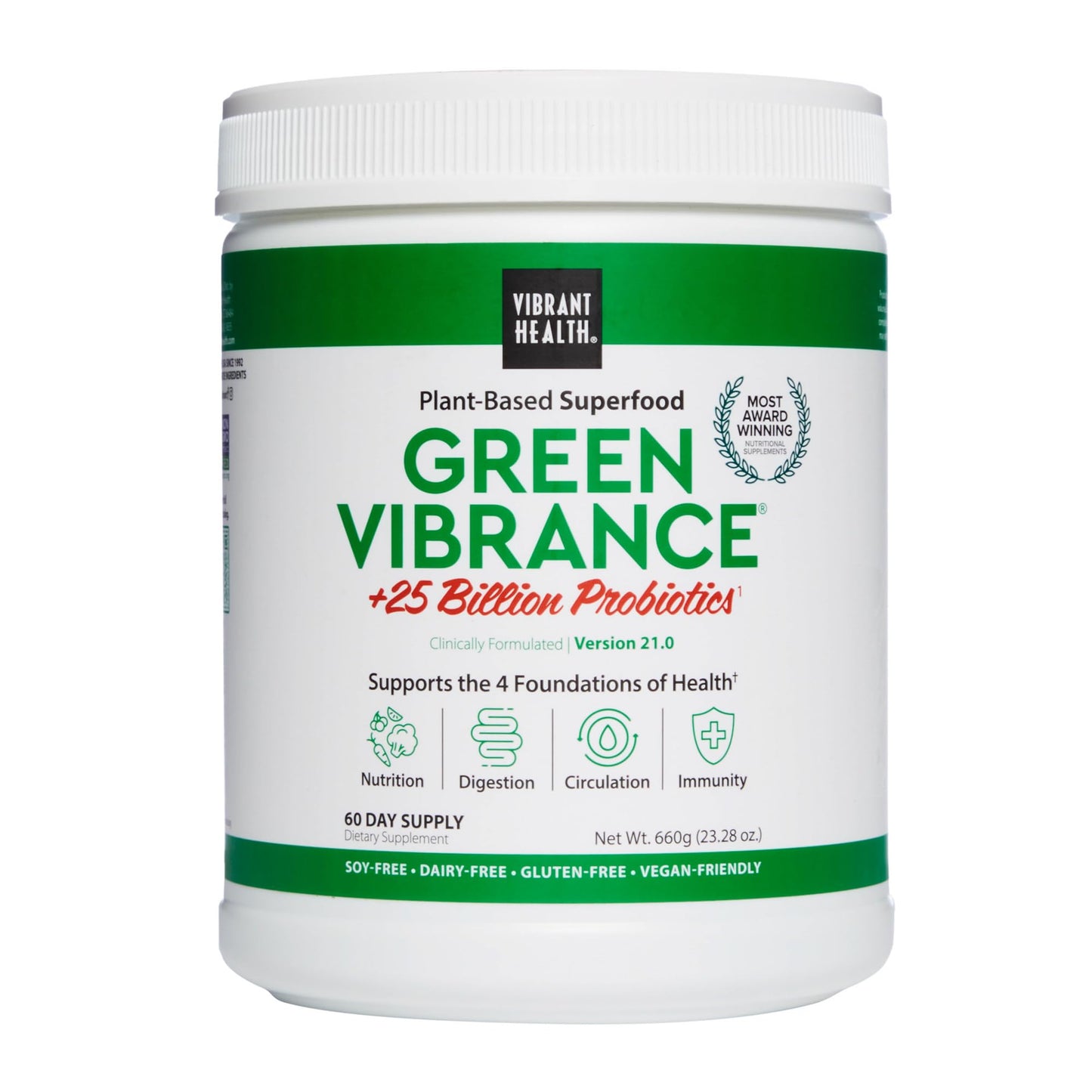 Vibrant Health, Green Vibrance, Vegan Superfood Powder, Boost Energy, 60 Servings - dailyvitalstore