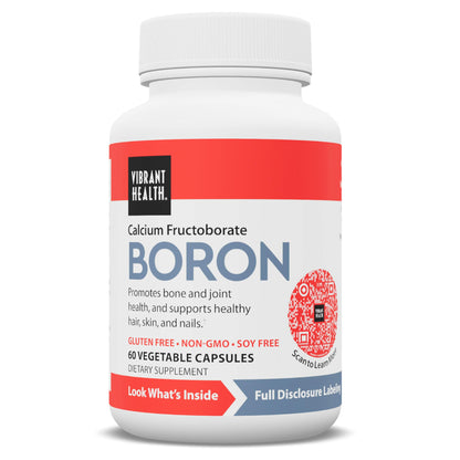 Vibrant Health - Super Natural Boron, Support for Healthy Joints, Hormone Levels, and Connective Tissue with Calcium Fructoborate and Broccoli Powder, Gluten Free, Vegetarian, Non-GMO, 60 Count - dailyvitalstore