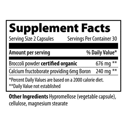 Vibrant Health - Super Natural Boron, Support for Healthy Joints, Hormone Levels, and Connective Tissue with Calcium Fructoborate and Broccoli Powder, Gluten Free, Vegetarian, Non-GMO, 60 Count - dailyvitalstore