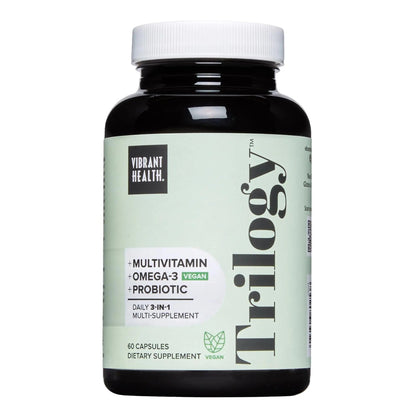Vibrant Health, Trilogy Vegan, Probiotic Multivitamin with an Essential Blend of Omega-3 from Vegan Algal Oil, Vitamin A, B12, C, D3, E - dailyvitalstore
