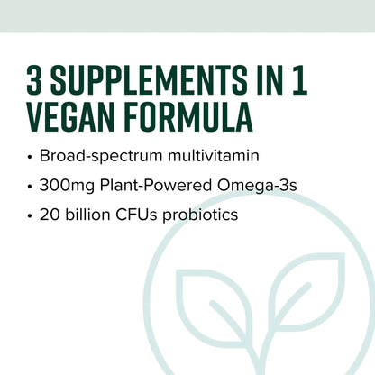 Vibrant Health, Trilogy Vegan, Probiotic Multivitamin with an Essential Blend of Omega-3 from Vegan Algal Oil, Vitamin A, B12, C, D3, E - dailyvitalstore