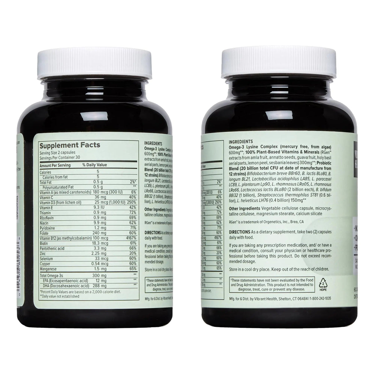 Vibrant Health, Trilogy Vegan, Probiotic Multivitamin with an Essential Blend of Omega-3 from Vegan Algal Oil, Vitamin A, B12, C, D3, E - dailyvitalstore