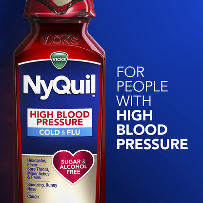 VICKS DayQuil & NyQuil High Blood Pressure Cold & Flu Relief Liquid Medicine Co-Pack, Powerful Multi-Symptom Daytime & Nighttime Relief for Cold, Cough, and Flu Symptoms, Sugar & Alcohol Free, 2x8oz - dailyvitalstore