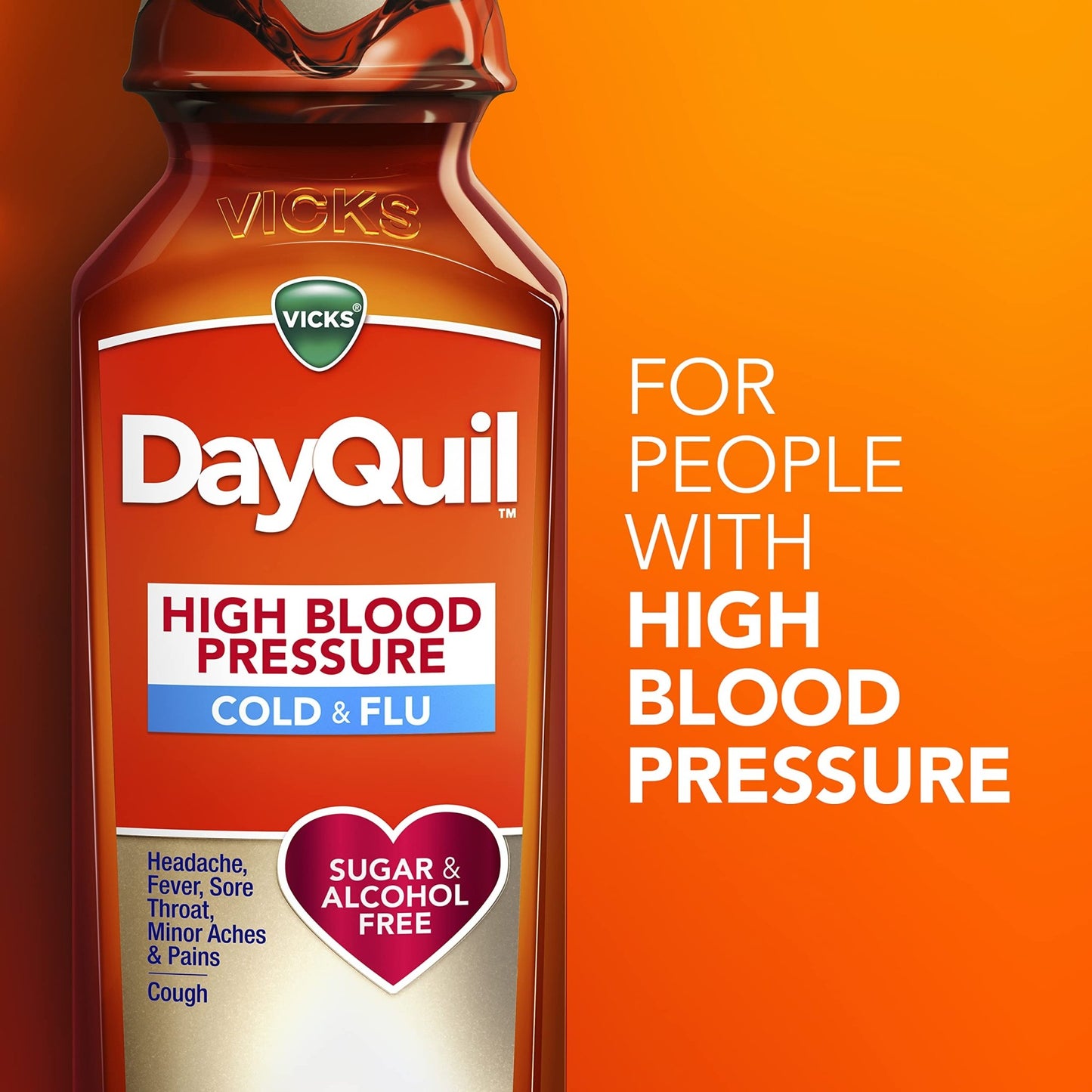 VICKS DayQuil & NyQuil High Blood Pressure Cold & Flu Relief Liquid Medicine Co-Pack, Powerful Multi-Symptom Daytime & Nighttime Relief for Cold, Cough, and Flu Symptoms, Sugar & Alcohol Free, 2x8oz - dailyvitalstore