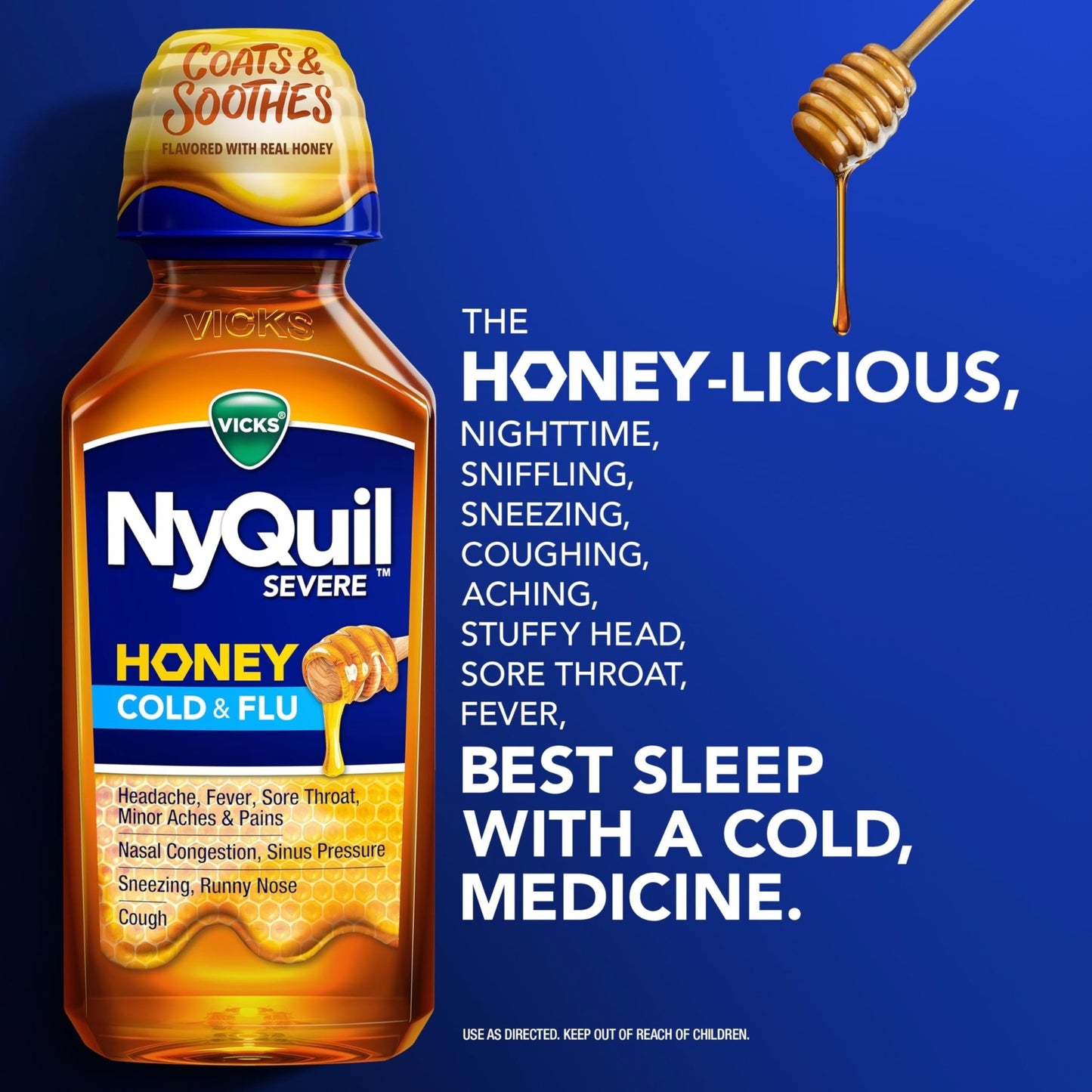 Vicks Dayquil & Nyquil Severe Honey Flavor Co-Pack, Cold & Flu Medicine, Relieves Headache, Fever, Sore Throat, Minor Aches & Pains, Nasal Congestion, Sinus Pressure, Stuffy Nose, And Cough, 2X12Oz - dailyvitalstore
