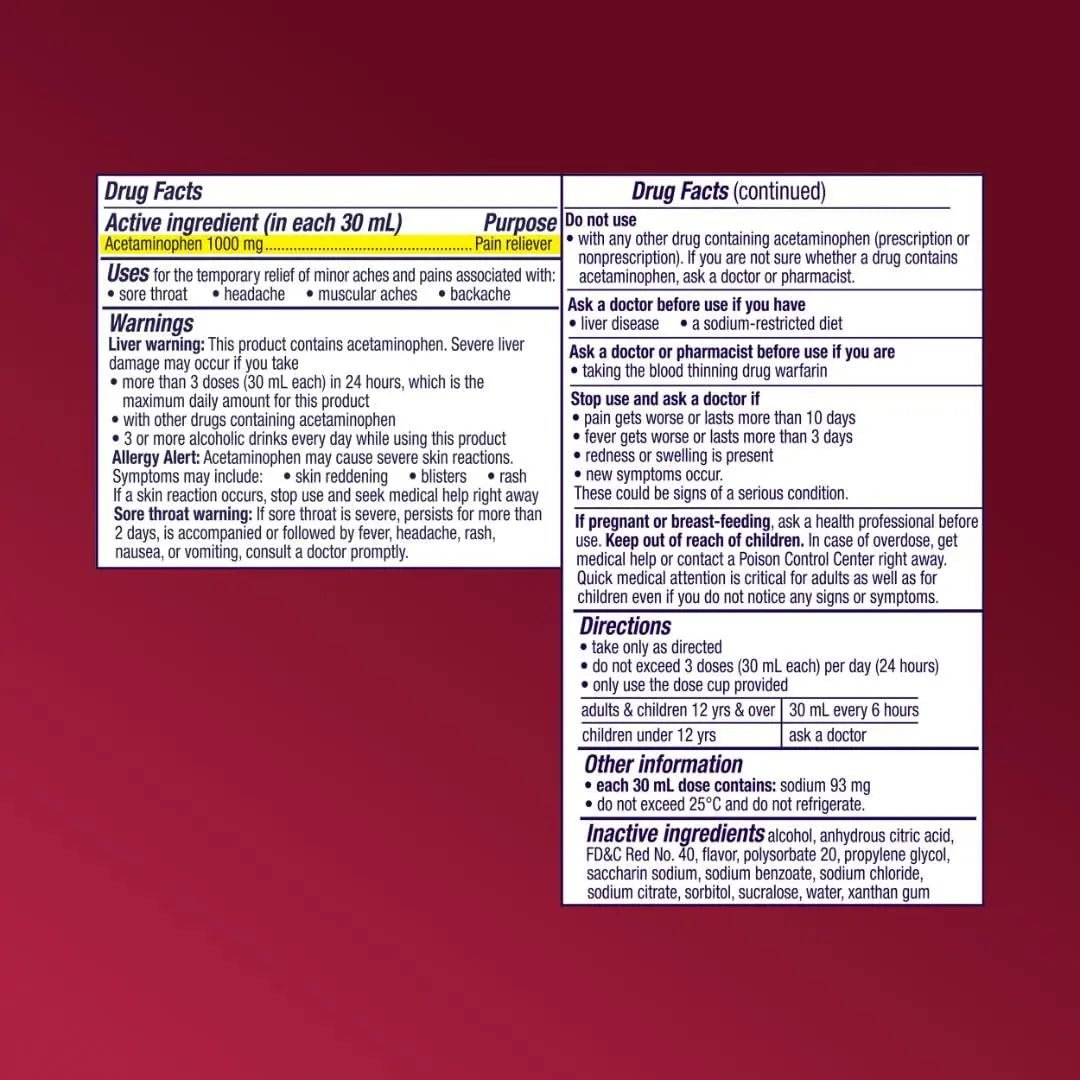 Vicks PainQuil Pain Relief Acetaminophen 1000mg Max Strength‡ Adult Pain Reliever Liquid 12oz, Backache Headache Relief, 1 Daytime Pain Reliever - dailyvitalstore