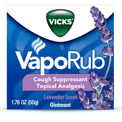 Vicks VapoRub, Lavender Scent, Cough Suppressant, Topical Chest Rub & Analgesic Ointment, Medicated Vicks Vapors, Relief from Cough Due to Cold, Aches & Pains, 1.76oz - dailyvitalstore