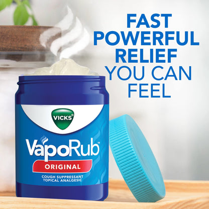 Vicks VapoRub, Original, Cough Suppressant, Topical Chest Rub & Analgesic Ointment, Medicated Vicks Vapors, Relief from Cough Due to Cold, Aches & Pains, 1.76oz - dailyvitalstore