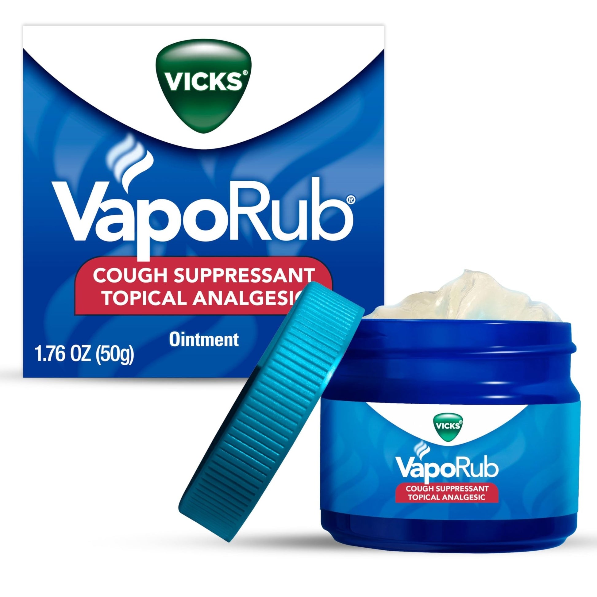 Vicks VapoRub, Original, Cough Suppressant, Topical Chest Rub & Analgesic Ointment, Medicated Vicks Vapors, Relief from Cough Due to Cold, Aches & Pains, 1.76oz - dailyvitalstore