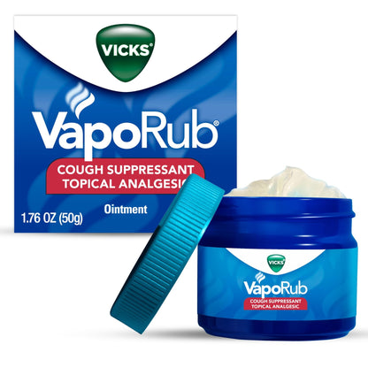 Vicks VapoRub, Original, Cough Suppressant, Topical Chest Rub & Analgesic Ointment, Medicated Vicks Vapors, Relief from Cough Due to Cold, Aches & Pains, 1.76oz - dailyvitalstore