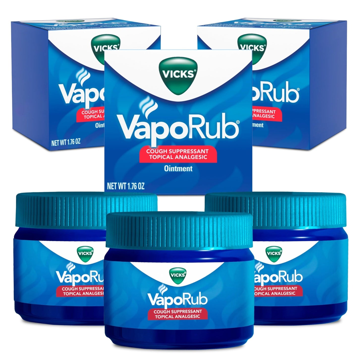 Vicks VapoRub, Original, Cough Suppressant, Topical Chest Rub & Analgesic Ointment, Medicated Vicks Vapors, Relief from Cough Due to Cold, Aches & Pains, 1.76oz each (pack of 3) - dailyvitalstore