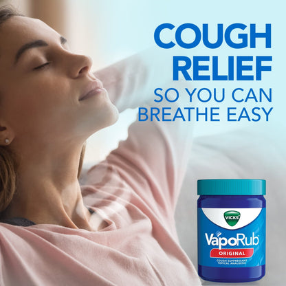 Vicks VapoRub, Original, Cough Suppressant, Topical Chest Rub & Analgesic Ointment, Medicated Vicks Vapors, Relief from Cough Due to Cold, Aches & Pains, 1.76oz each (pack of 3) - dailyvitalstore
