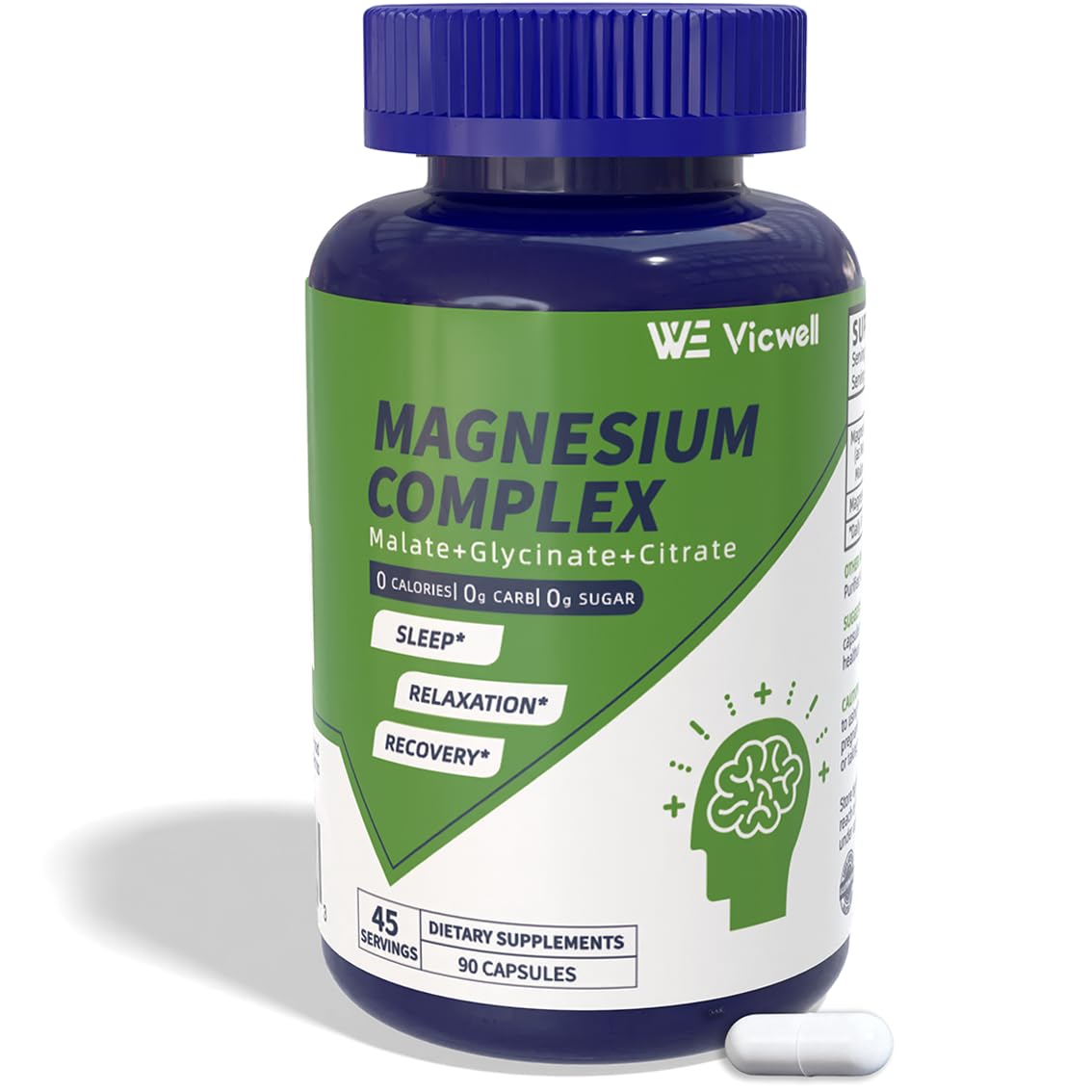 Vicwell Triple Magnesium Complex - 300mg Magnesium from Malate, Glycinate, and Citrate - Supports Stress Relief & Sleep, Nerves & Metabolism, Muscle Relaxation & Bone Health - 90 Capsules(1 Bottle) - dailyvitalstore