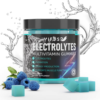 VIFSSG Electrolytes Gummies No Sugar, 120 Chewable Electrolyte Gummies with 6 Electrolytes for Runners and Endurance Sports, Refreshing Blue Raspberry, Hydration Electrolyte Chews, 1 Pack - dailyvitalstore