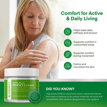 Vigority DMSO Cream 99.9% Pure for Topical Joint, Muscle Comfort - DMSO Pharmaceutical Grade Cream with Arnica, Magnesium, Turmeric, OptiMSM, Aloe Vera 2 Pack - dailyvitalstore