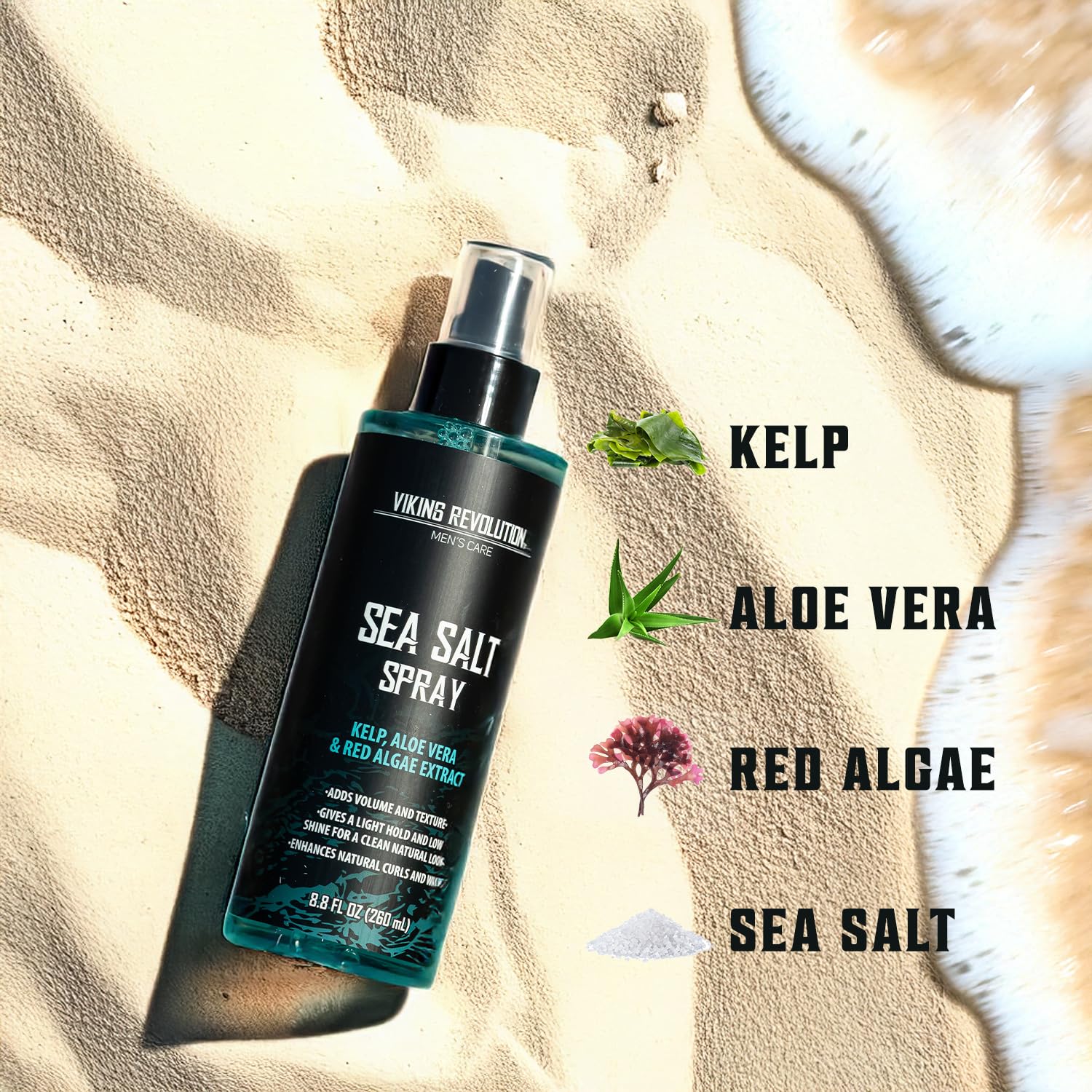 Viking Revolution Sea Salt Spray for Men - Hair Texturizing Spray with Kelp, Aloe Vera and Red Algae Extract - Surf Sprays to Add Volume - dailyvitalstore