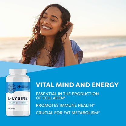 Vimergy L-Lysine – Promotes Healthy Skin, Hair & Nails* – Supports Healthy Metabolism* – Vegan, Non-GMO & Gluten-Free – 270 Capsules - dailyvitalstore