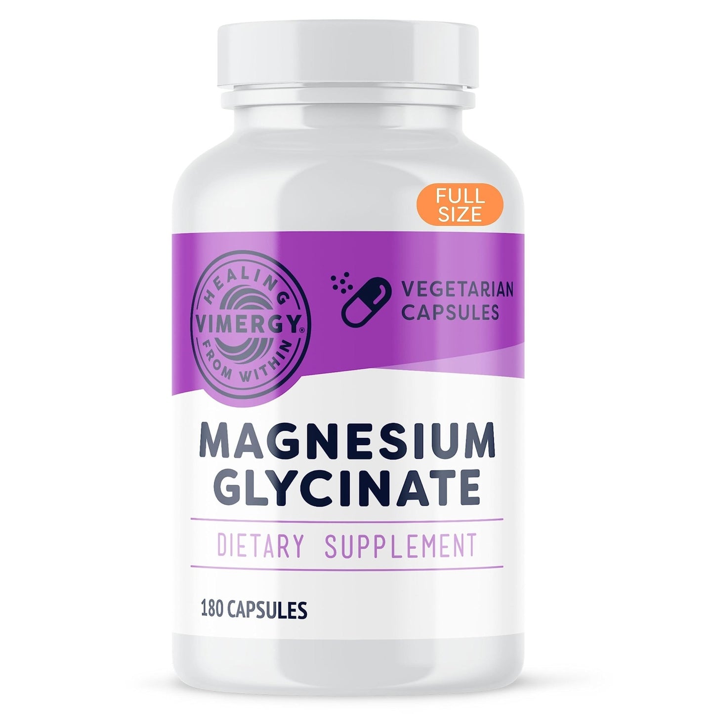 VIMERGY Magnesium Glycinate – Stress Support – Chelated to Avoid Tummy Upset*– Promotes Heart Health & Energy*– Kosher, Vegan Gluten-Free – 180 Caps - dailyvitalstore