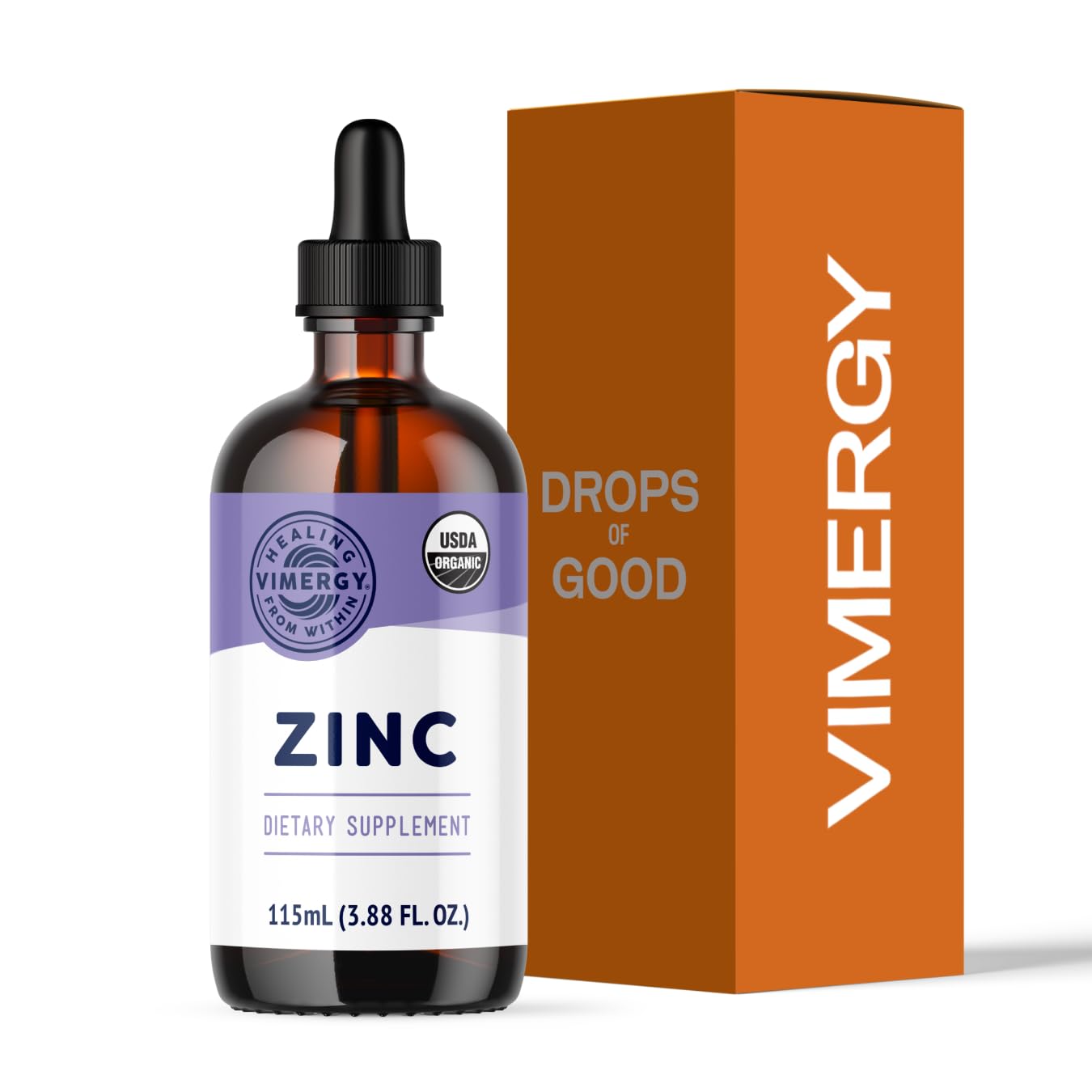 VIMERGY USDA Organic Zinc Supplements for Women & Men (7.5mg Liquid Zinc Per Serving) Fast-Absorbing Immune Support - dailyvitalstore