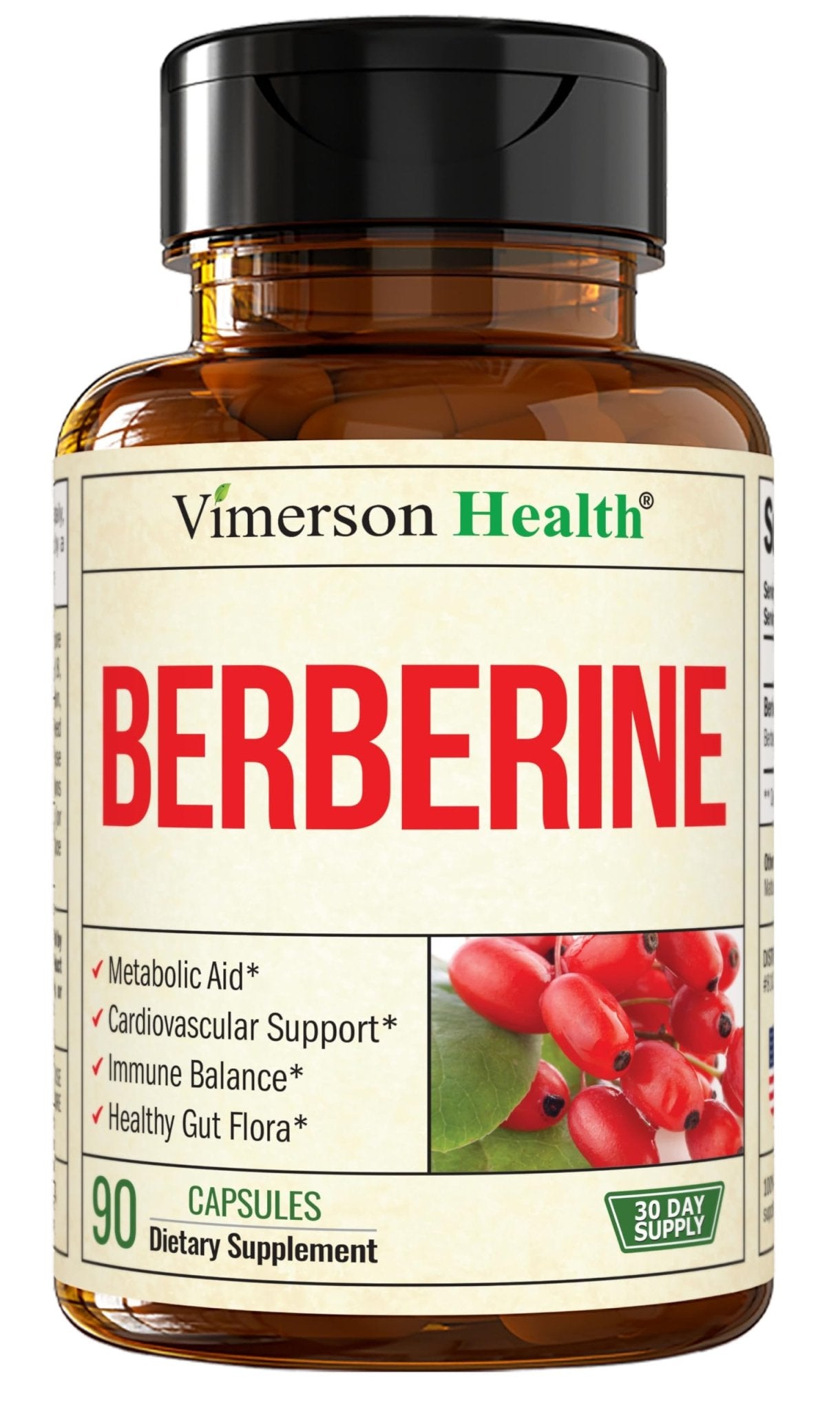 Vimerson Health Berberine Supplement with Third Party Tested Berberine 1800mg - Immune Support Supplement for Cardiovascular, Gastrointestinal Function & Metabolic Aid - Vegan & Non-GMO - dailyvitalstore