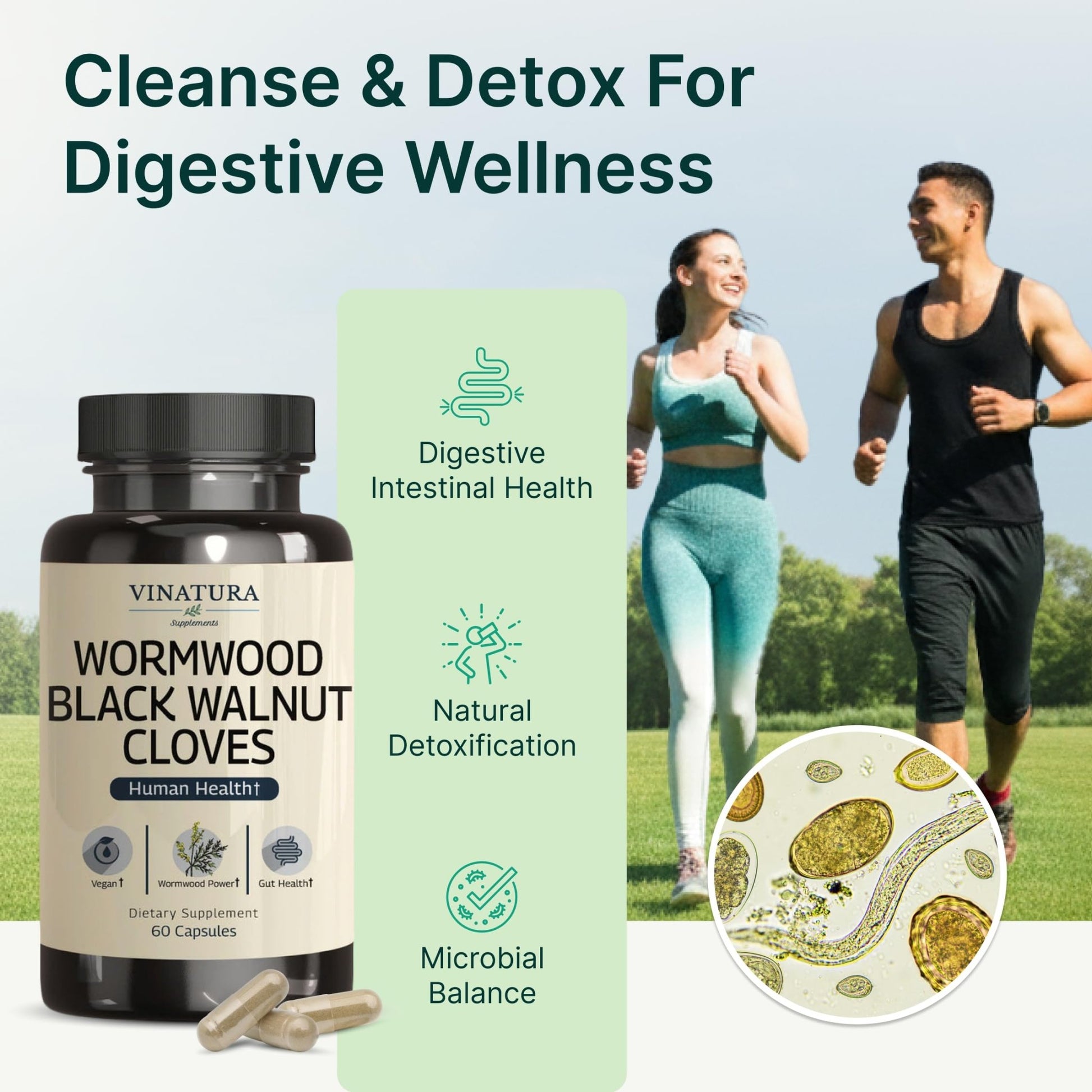 VINATURA Wormwood Black Walnut Clove Capsules - Cleanse, Detox, Intestinal Guard Formula Supplement for Humans, with Wormwood herb - dailyvitalstore