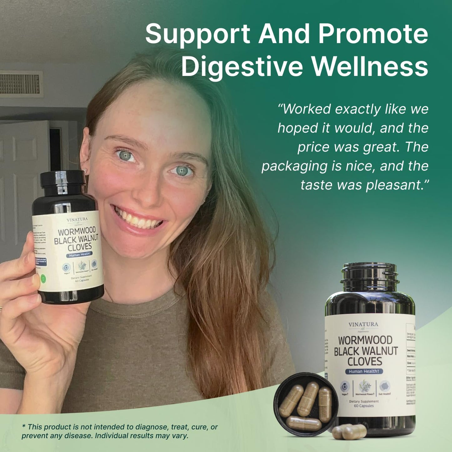 VINATURA Wormwood Black Walnut Clove Capsules - Cleanse, Detox, Intestinal Guard Formula Supplement for Humans, with Wormwood herb - dailyvitalstore