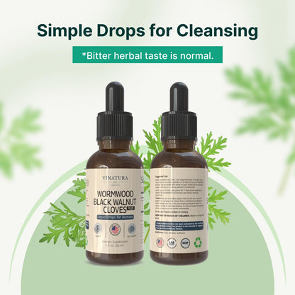 VINATURA Wormwood Black Walnut Cloves Liquid - Cleanse, Detox for Humans with Papaya Leaf and Pumpkin Seed, - dailyvitalstore
