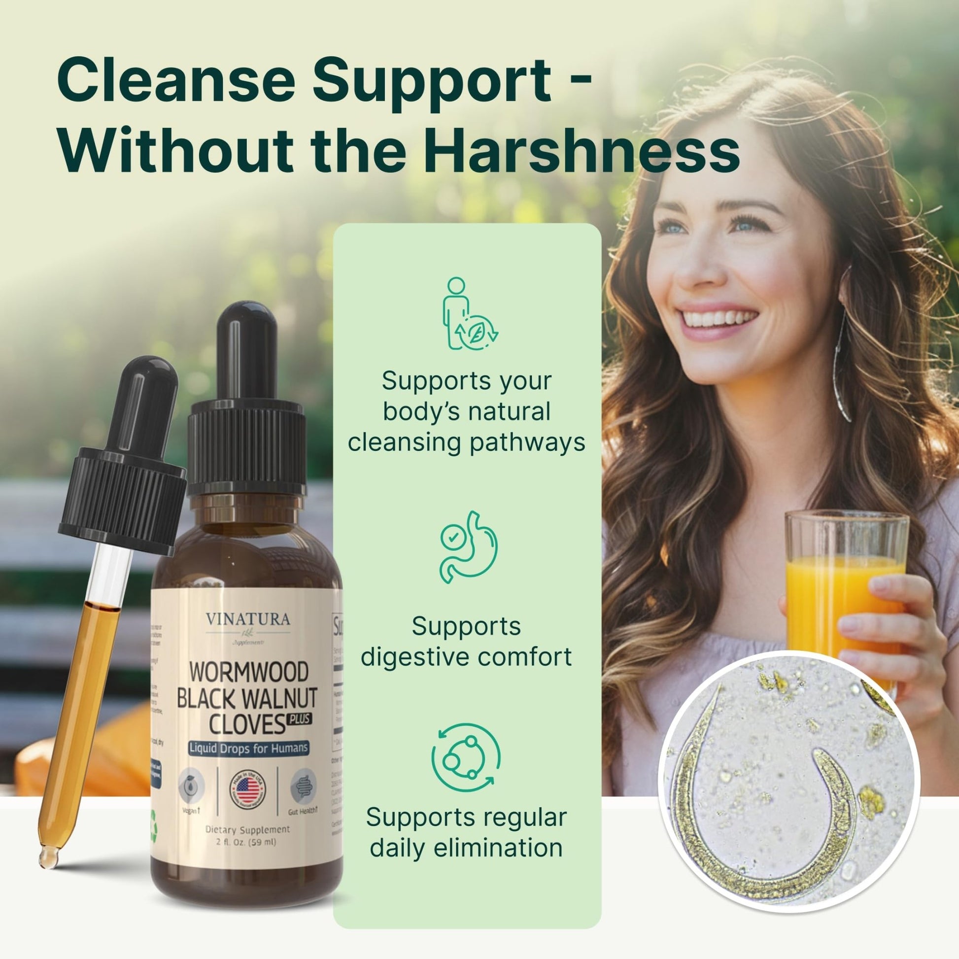 VINATURA Wormwood Black Walnut Cloves Liquid - Cleanse, Detox for Humans with Papaya Leaf and Pumpkin Seed, - dailyvitalstore