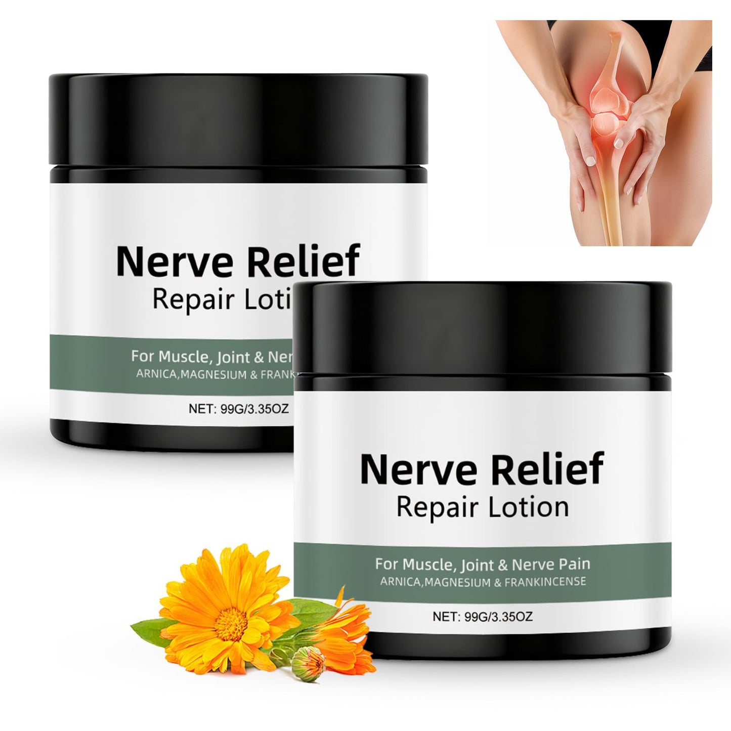 Vincofoo 2PC Nerve Relief Repair Lotion Cream, Neuropathy Lotion with Arnica, Deeply Moisturizes Skin, Keep Soft Smooth, Suitable for Muscle, Lumbar, Neck, Hands and Feet - dailyvitalstore