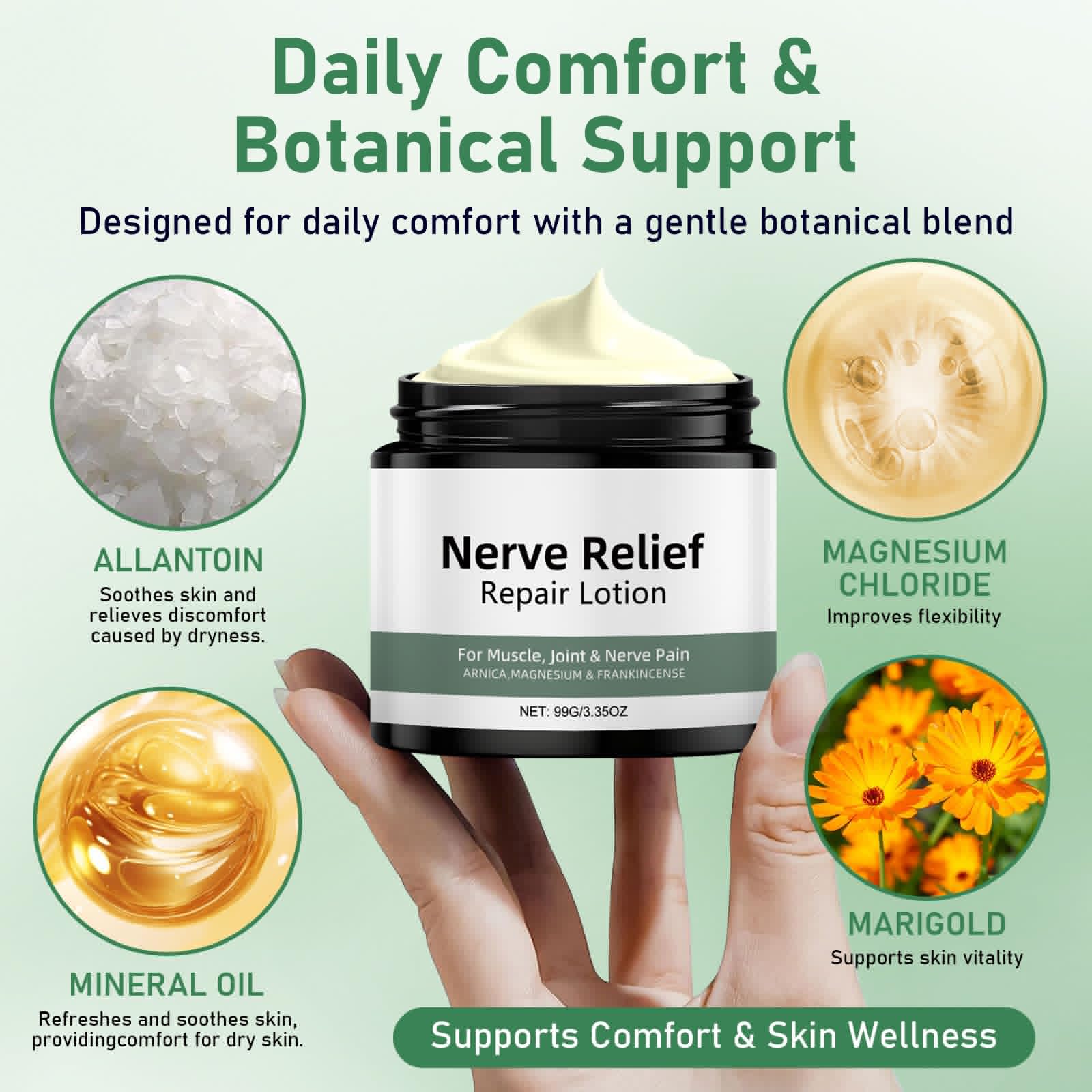 Vincofoo 2PC Nerve Relief Repair Lotion Cream, Neuropathy Lotion with Arnica, Deeply Moisturizes Skin, Keep Soft Smooth, Suitable for Muscle, Lumbar, Neck, Hands and Feet - dailyvitalstore
