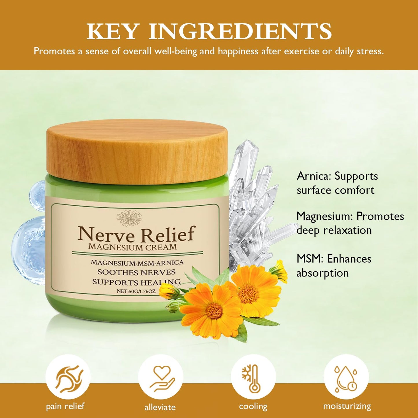Vincofoo Nerve Relief Magnesium Cream with MSM & Arnica, Soothes Nerves & Daily Soothing Support - dailyvitalstore