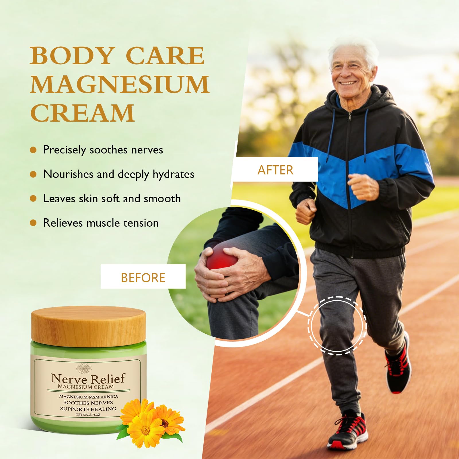 Vincofoo Nerve Relief Magnesium Cream with MSM & Arnica, Soothes Nerves & Daily Soothing Support - dailyvitalstore