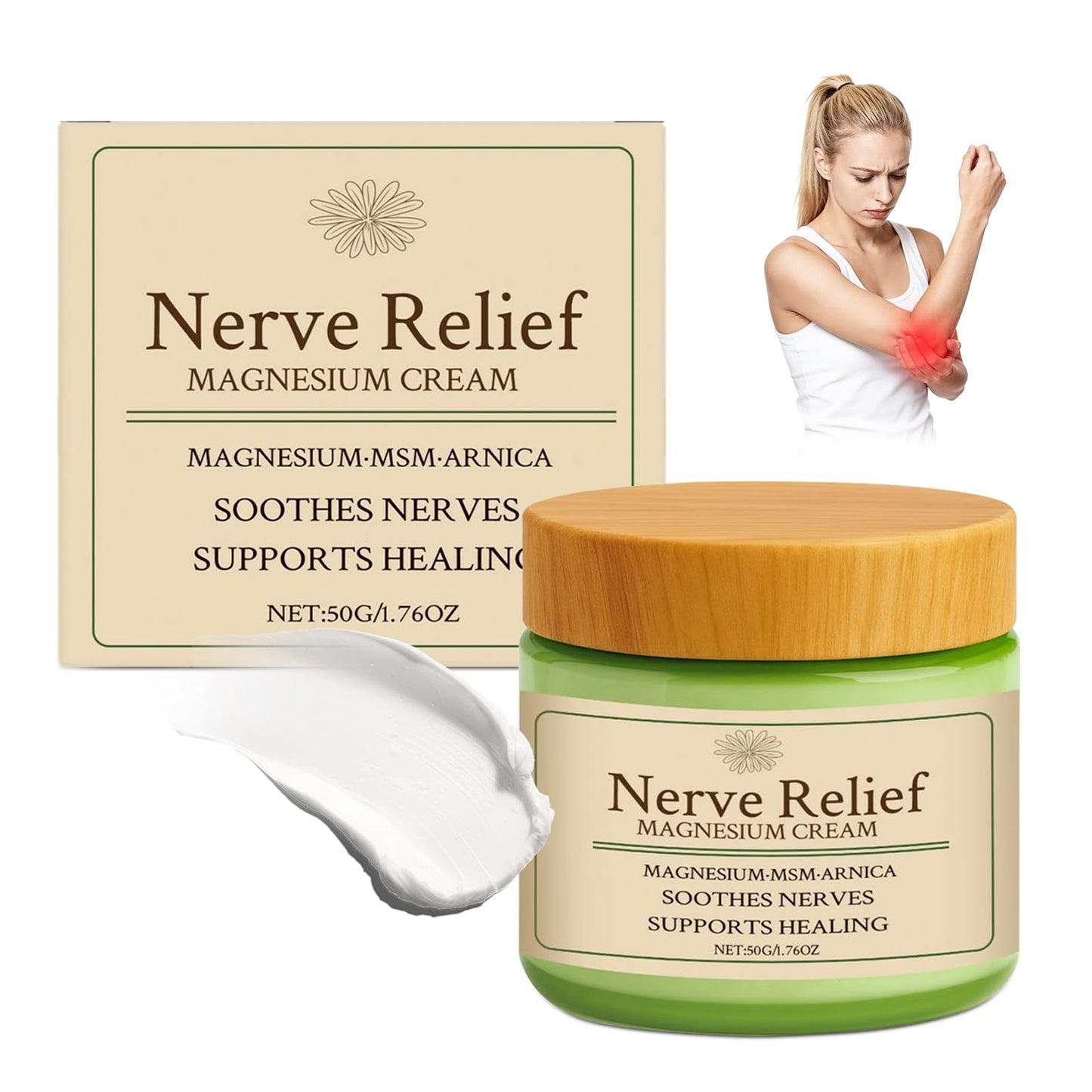 Vincofoo Nerve Relief Magnesium Cream with MSM & Arnica, Soothes Nerves & Daily Soothing Support - dailyvitalstore